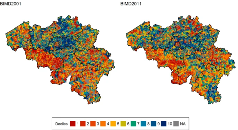 Belgian Index of Multiple Deprivation 2001 and 2011